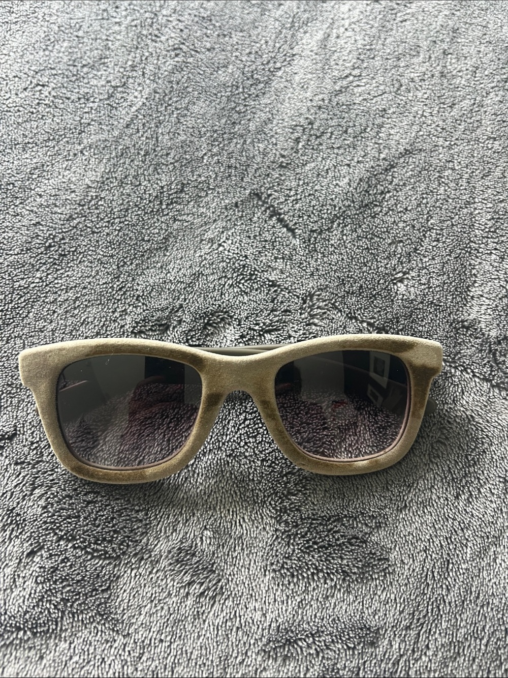 Women’s Sunglasses – Velvet Fabric Olive Green Frame with Dark Lenses